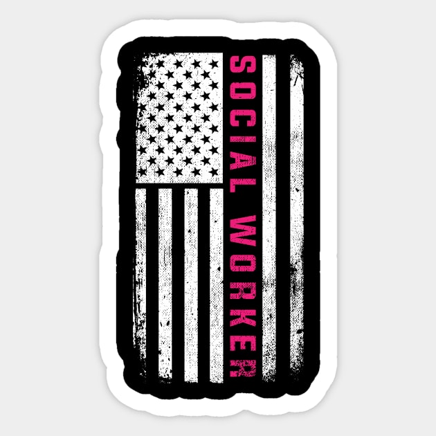 Social Worker USA Flag Graphic Gift Sticker by 2blackcherries